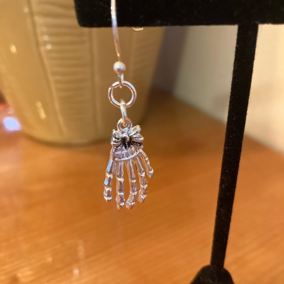 New Handmade Skeleton Hand dangle Earrings - Picture 3 of 6